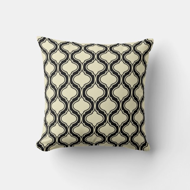 Beige und schwarze geometrische Muster Kissen (Vorderseite)