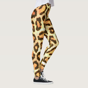 beige und schwarze Leoparden drucken coole Legging Leggings