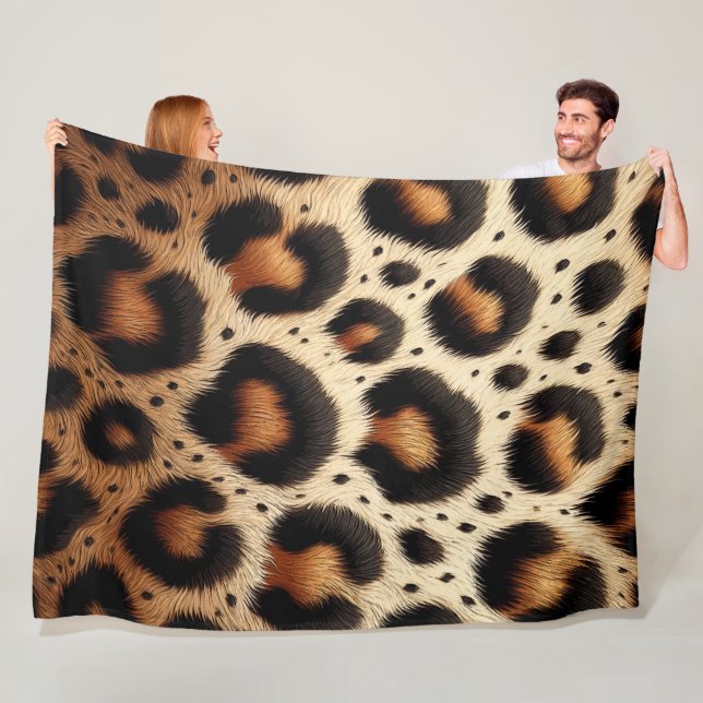 Beige und schwarze Leoparden Fur Animal Print Spot Fleecedecke (Beispiel)