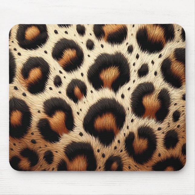 Beige und schwarze Leoparden Fur Animal Print Spot Mousepad (Vorne)