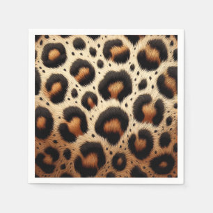 Beige und schwarze Leoparden Fur Animal Print Spot Serviette