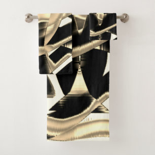 Beige und schwarze Schrott oder Band auf klar zers Badhandtuch Set
