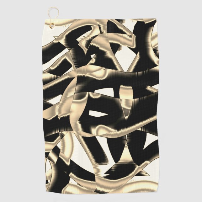 Beige und schwarze Schrott oder Band auf klar zers Golfhandtuch (Vorderseite)