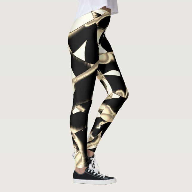 Beige und schwarze Schrotte oder Klebeband zerstör Leggings (Rechts)