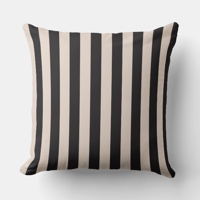 Beige und schwarze Streifen Kissen (Vorderseite)
