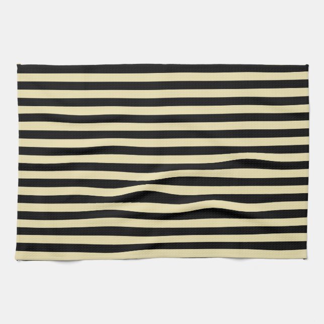Beige und schwarze Streifen Küchentuch (Horizontal)