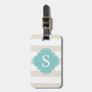 Beige und tadelloses Streifen-Monogramm Gepäckanhänger