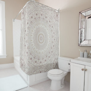 Beige- und Taupe-Mandala-Musterdesign Duschvorhang