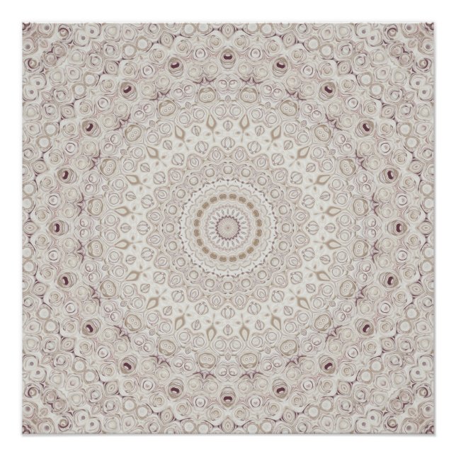 Beige- und Taupe-Mandala-Musterdesign Poster (Vorderseite)