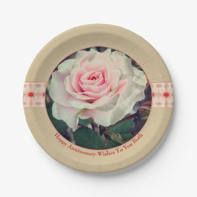 Beige und weich rosa pappteller (Vorderseite)