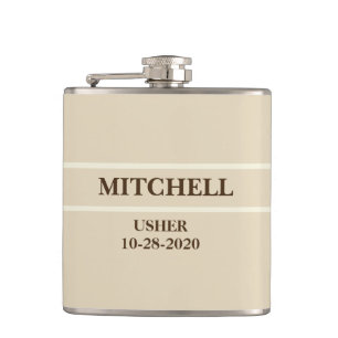 Beige und weiße Hochzeitsflasche Flachmann