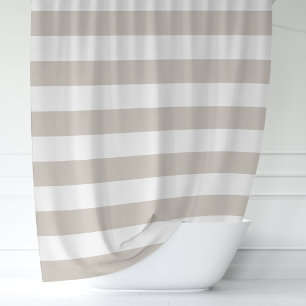 Beige und weiße Streifen Duschvorhang