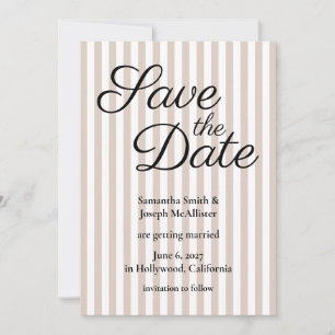 Beige und weiße Streifen Save The Date