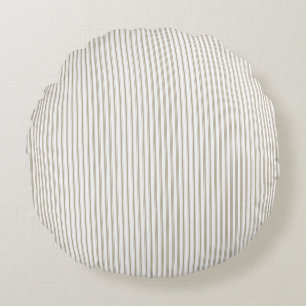 Beige und weiße Ticking-Streifen  Rundes Kissen
