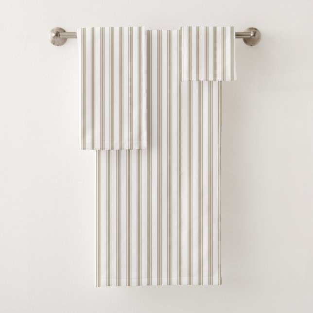 Beige und weißer Ticking-Streifen Badhandtuch Set (Insitu)
