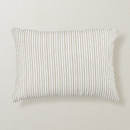 Beige und weißer Ticking-Streifen Dekokissen