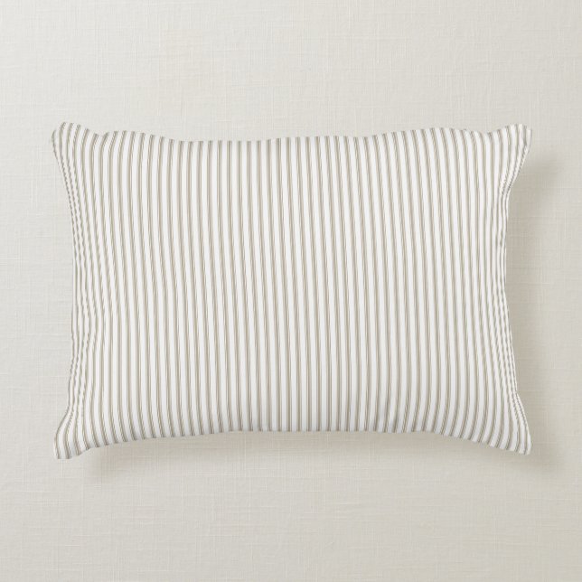 Beige und weißer Ticking-Streifen Dekokissen (Vorderseite)