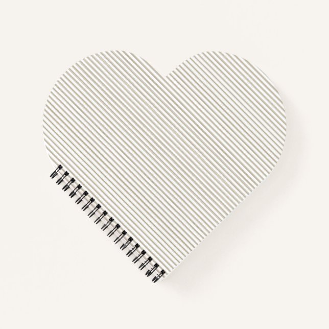 Beige und weißer Ticking-Streifen Notizbuch (Vorderseite)
