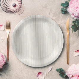 Beige und weißer Ticking-Streifen Pappteller