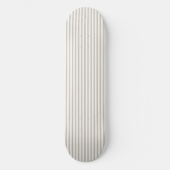 Beige und weißer Ticking-Streifen Skateboard (Vorderseite)