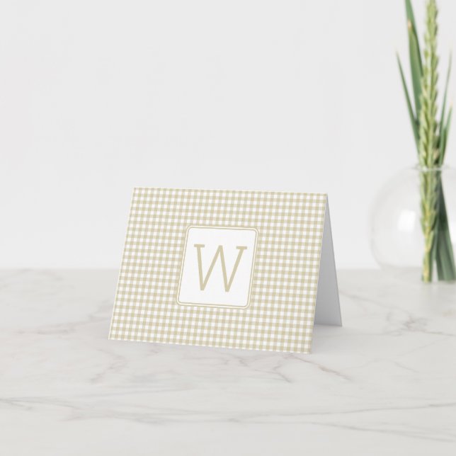 Beige- und Weißkarierter Gingham-Monogramm (Vorderseite)