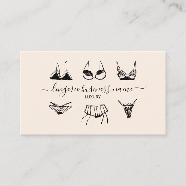 Beige Unterwäsche-Boutique Lingerie Visitenkarte (Vorderseite)