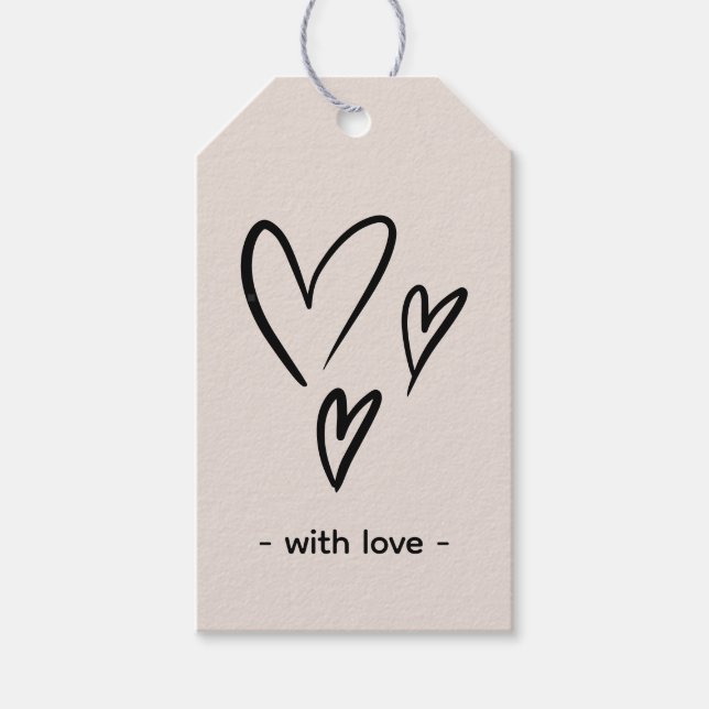Beige Valentinstag Geschenketiketten Geschenkanhänger (Vorderseite)