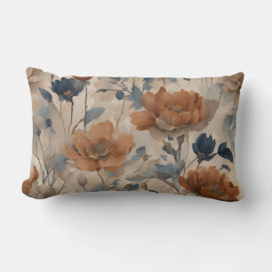 Beige verbranntes Orange staubiges Navy Blau flora Lendenkissen