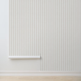 Beige Vertical Stripes Linen Texture Coastal Tapete
