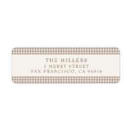 Beige Vintag Gingham Christmas Address Labels