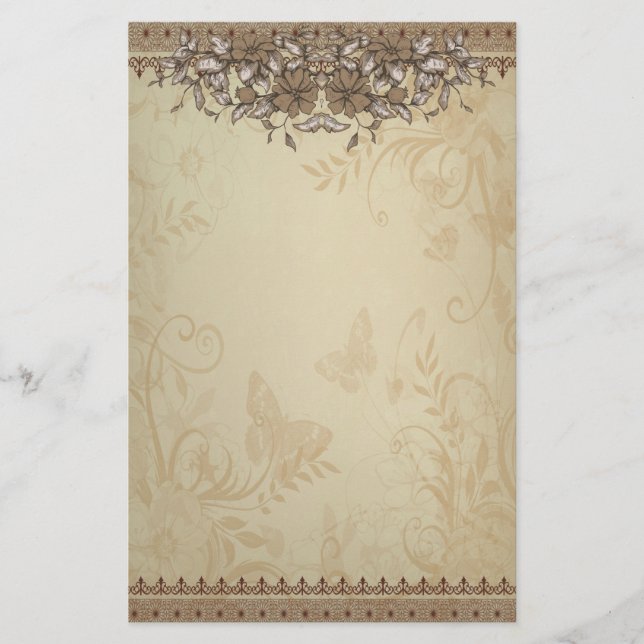Beige Vintage Hochzeit Briefpapier (Vorderseite)