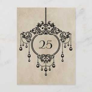 Beige Vintage Kronleuchter Tischnummer Postkarte
