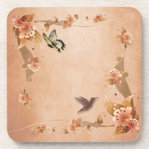 Beige Vintage Lilien Getränkeuntersetzer