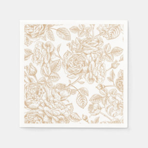 Beige Vintage Rose Blume Muster Serviette