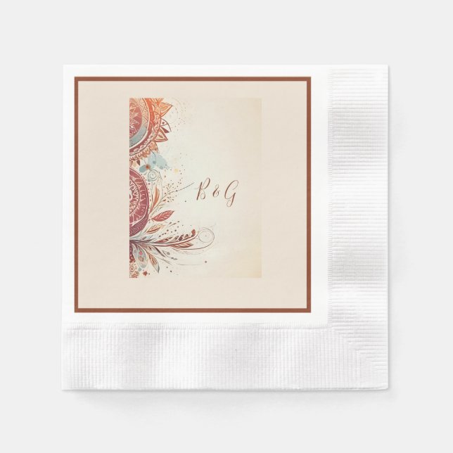 Beige-Volkshochzeit Serviette (Vorderseite)