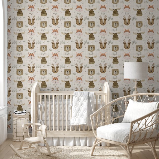 Beige Waldland-Tiertapete Tapete (Kinder)