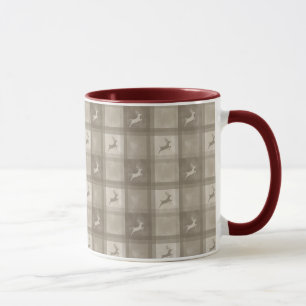 Beige Wasserfarbe-Karomuster Rentier Muster Weihna Tasse