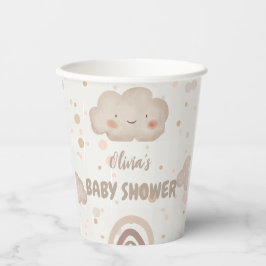 Beige Watercolor Babydusche Pappbecher