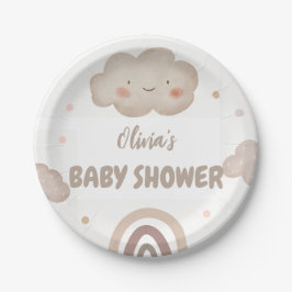 Beige Watercolor Babydusche Pappteller