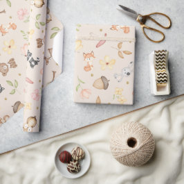 Beige Watercolor Waldtiere Geschenkpapier