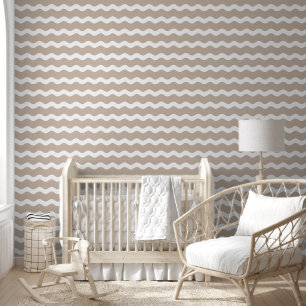Beige Wavy Ric Rac Streifenmuster Tapete