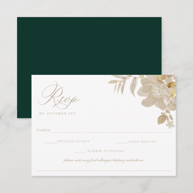 Beige Wedding RSVP Lebensmittelallergie Karte (Vorne/Hinten)