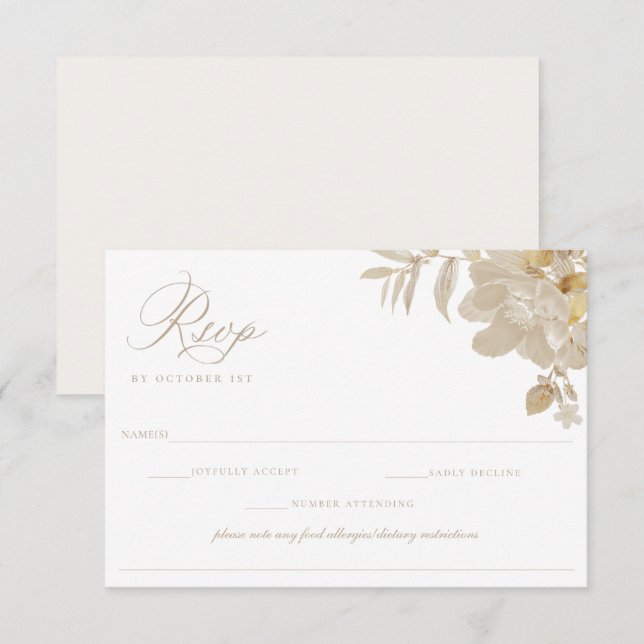 Beige Wedding RSVP Lebensmittelallergie Karte (Vorne/Hinten)