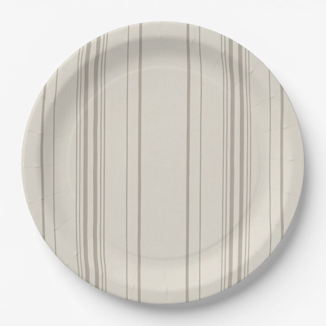 Beige weich gestreifte Papierplatten Pappteller (Vorderseite)