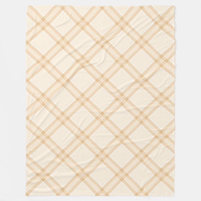 Beige Weiß Diagonal Kariertes Druckdesign Fleecedecke (Vorderseite)