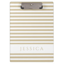 Beige-weiß gestreiftes Muster Namens-Clipboard