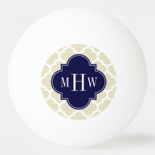Beige, weiße Anfangsmonogramm des Marokkaner-#5 Tischtennisball
