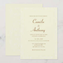 Beige weiße Blumenmuster Print Border Wedding Einladung