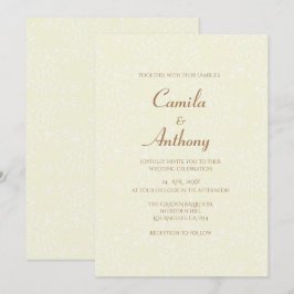 Beige weiße Blumenmuster Volldruckleiste Weddi Einladung