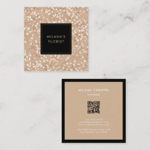 Beige Weiße Daisy Moderne Trendige Blume Florist Quadratische Visitenkarte